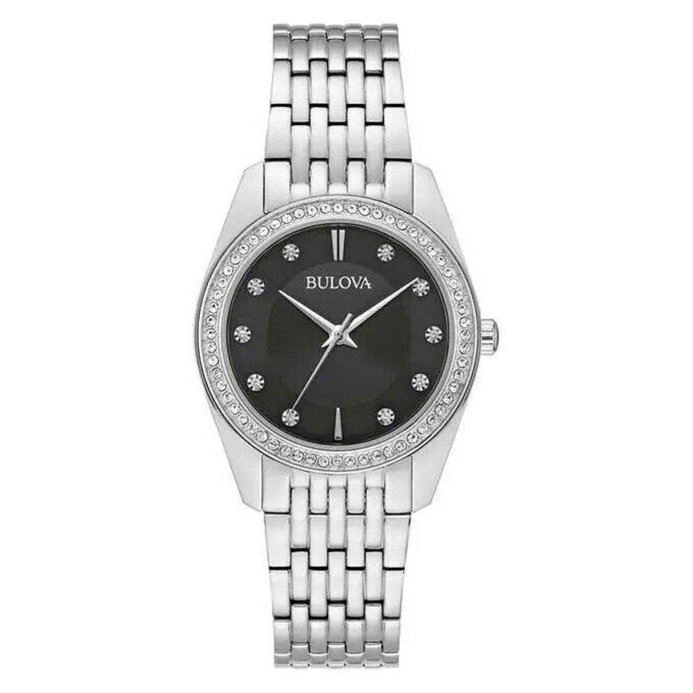 New Bulova Classic Crystal Stainless Steel Quartz Ladies Watch 96L317